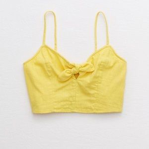 yellow aerie front tie crop top